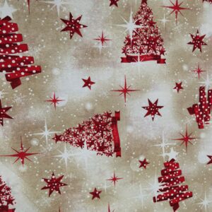 Țesătură din bumbac Bej cu Brăduți