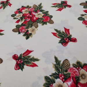 Țesătură din bumbac Crem cu Fundă și Globuri