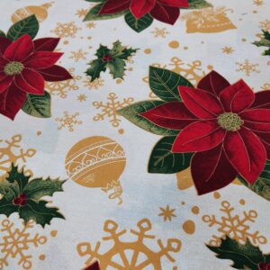 Țesatură din bumbac Crăciuniță și Globuri