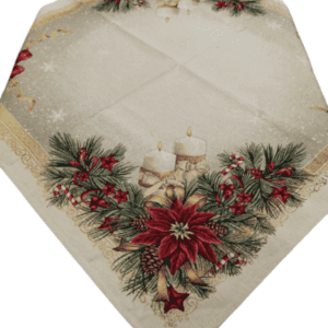 Față de masă Crem cu lumânări 100 cm x 100 cm