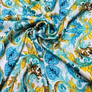 Mătase imprimată multicoloră cu Cârlige