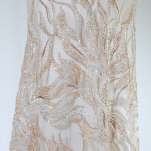 Broderie Bej cu Perle, mărgele, Paiete forma Frunze