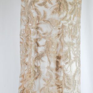 Broderie Bej Închis cu Perle, mărgele, Paiete