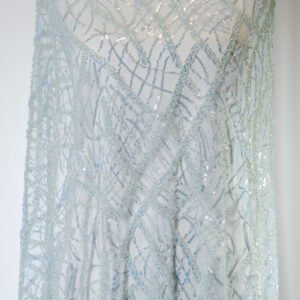 Broderie Albastru Deschis cu Perle, mărgele, Paiete forme Geometrice