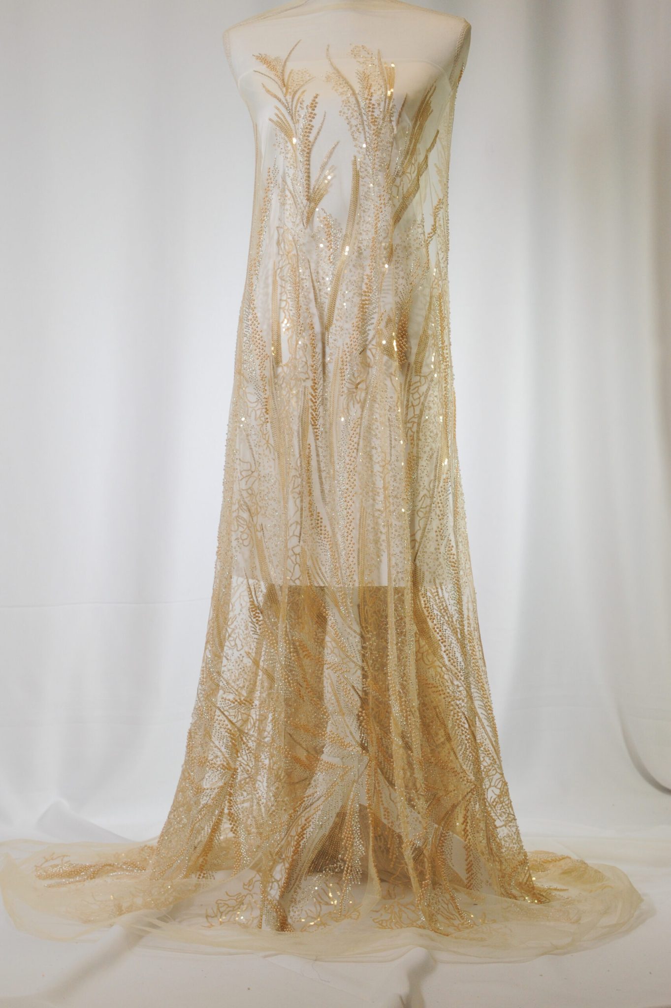 Broderie Crem Închis cu Perle, mărgele, Paiete - imagine 4