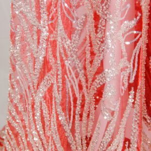 Broderie Roșie cu mărgele și Paiete argintii