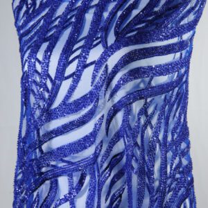 Broderie albastră cu Perle, mărgele, Paiete forme Geometrice