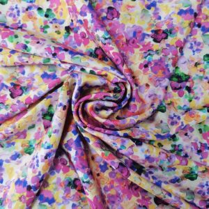 Mătase imprimată multicoloră cu Floricele