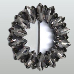 Cataramă rotundă cu cristale Gri/Negre