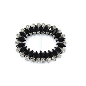 Cataramă ovală cu șir de cristale Negre