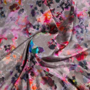 Jersey Gri cu flori colorate