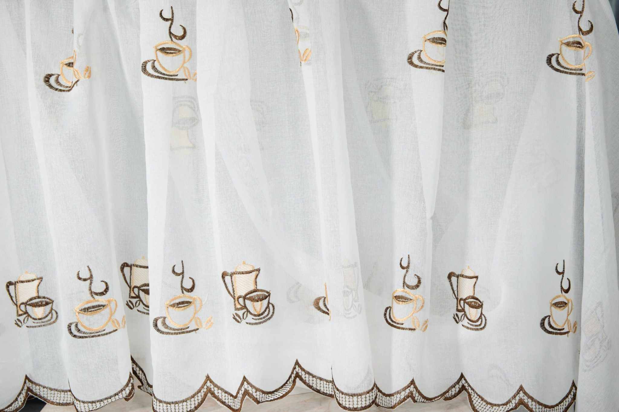 Perdea Albă cu cești de cafea - imagine 3