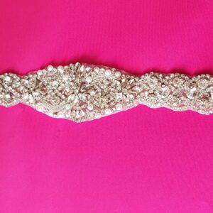 Accesoriu, bandă decorativă pentru brâu, termoadezivă, cu cristale de 40 cm