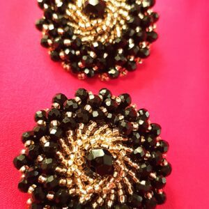Nasturi mari, tip bijuterie, negru, auriu, 4.5 cm