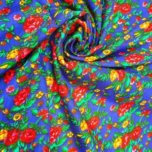 Țesătură pentru port popular albastră cu floricele