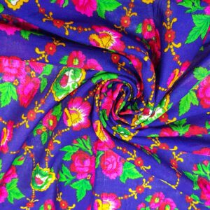 Țesătură pentru port popular albastră cu coroniță