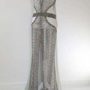 Rochie argintie cu cristale, realizata manual- panouri