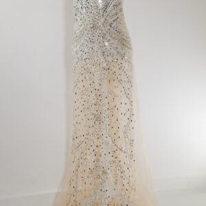 Rochie roz pal cu cristale și margelute, realizata manual - panouri