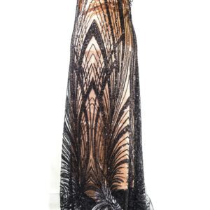 Broderie Neagră cu Mărgele, Perle și Paiete cu model Geometric