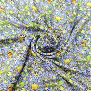 Vâscoză imprimată bleu cu floricele