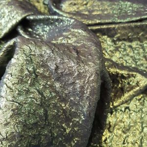 Lycra verde-auriu cu aspect gofrat