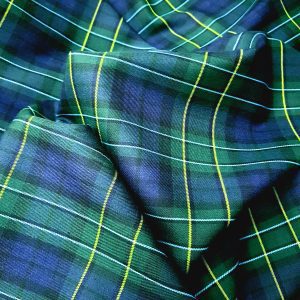 Stofă în carouri verzi ,din lână